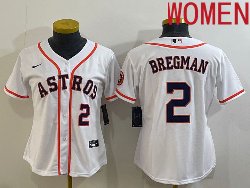 Women Houston Astros #2 Bregman White Game Nike 2022 MLB Jersey->women mlb jersey->Women Jersey